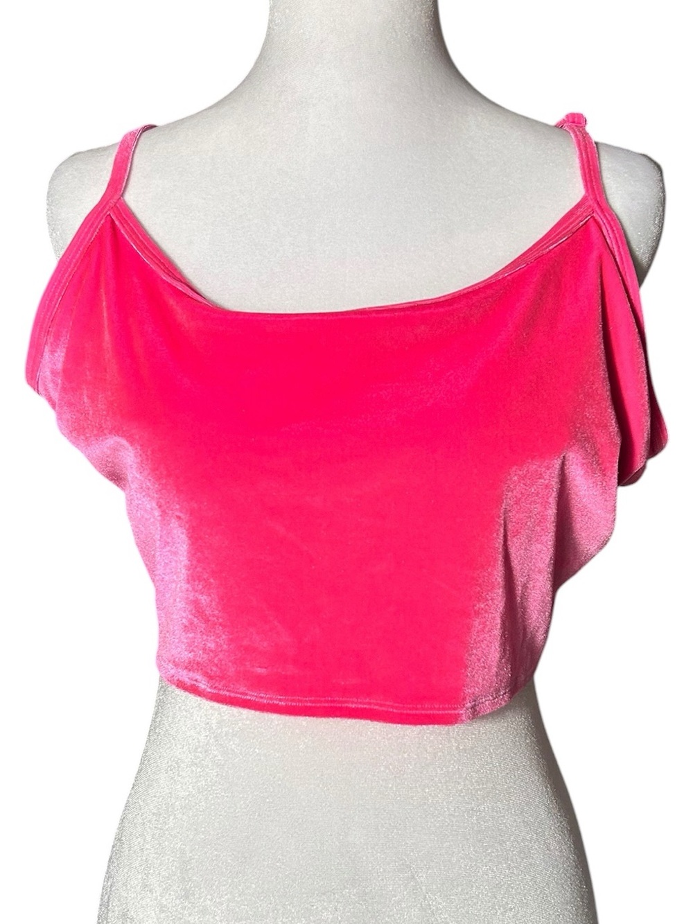 Victoria Secret PINK Active Lightly Lined Velvet Sport Bra/Cami Crop Top Pink L